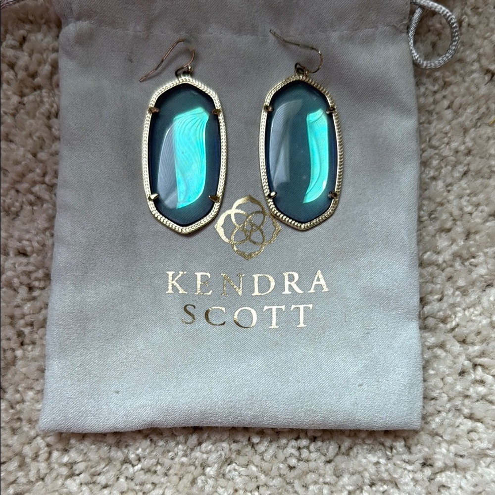 Kendra Scott Dichroic Glass Blue Drop Earrings